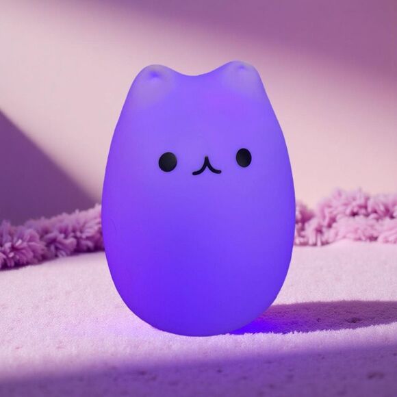 Rainbow Color Changing Night Light Kitty Cat 6” - Picture 1 of 15